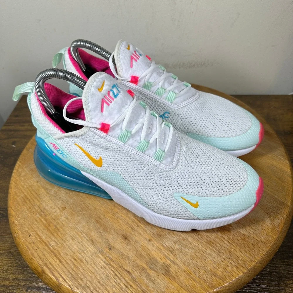 Nike Air Max 270 Women White Arctic Punch Hyper Jade CJ0568-100 Size 8.5